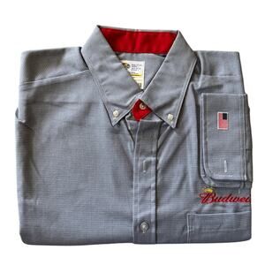 Budweiser button down blue shirt NEW